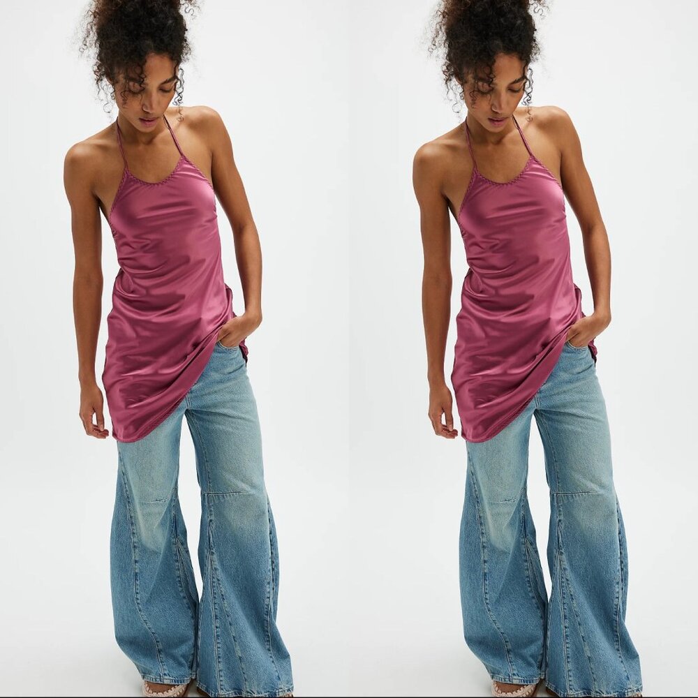 Free People Friday Fever Mini Slip in Sweetheart Pink Rose XL NWT